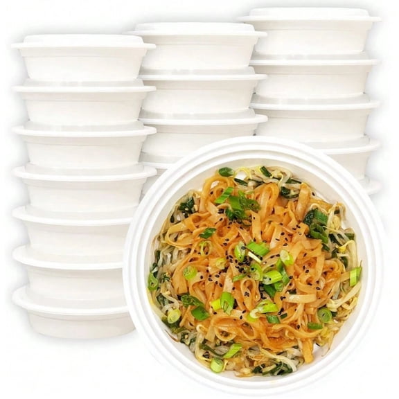 [24 Oz - 50 Pack ]Round Meal Prep Containers Reusable - Microwaveable, Dishwasher And Freezer Safe, Portion Control And Convenience Food Storage With Lids, Stackable