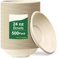 thumbnail image 1 of 24 Oz Compostable Paper Bowls Heavy-Duty Bulk, 500 pack Natural Sugarcane Fibers Paper Bowls Disposable Bowls, Microwave Safe Bowls For Salad, 1 of 8