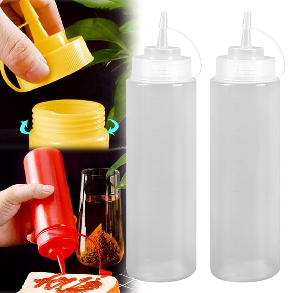 24 Oz Condiment & Liquid Bottles | Plastic Syrup, Ketchup, Dressing, & Oil Bottles | Liquid Spray Bottles,