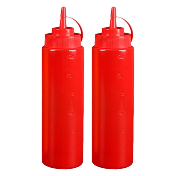 24 Oz Condiment Squeeze Bottles, 2-Pack Plastic Condiment Bottles for Kitchen, Salad Dressing, Oil, Syrup & Ketchup, Leak Proof Squirt Bottles for Liquids with Precision Tips