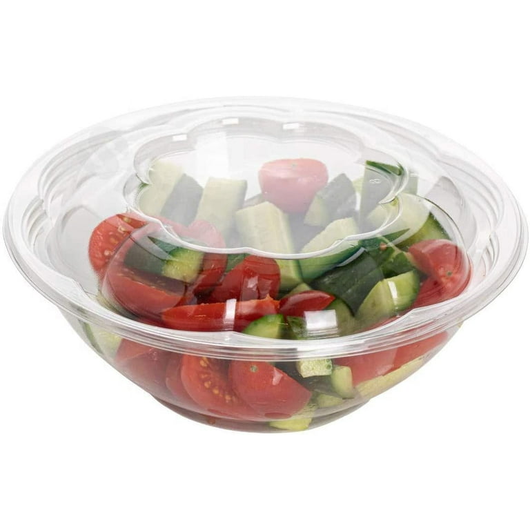 24 oz Salad To-Go Containers - Clear Plastic Disposable Salad