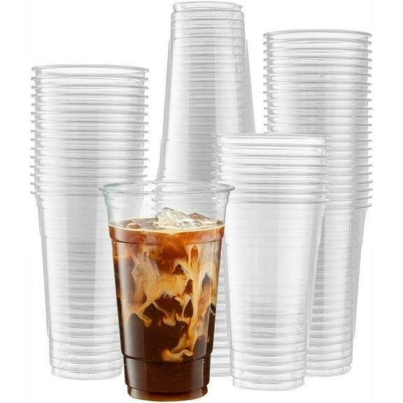 24 Oz PET Plastic Cups For Cold Drinks and Lids With Straw Slots - (245)