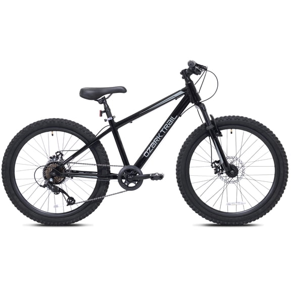 24" Ozark Trail Timber Mountain Bicycle, 8 Speed, Black, Fits Riders 4'6" - 5'6", Teen