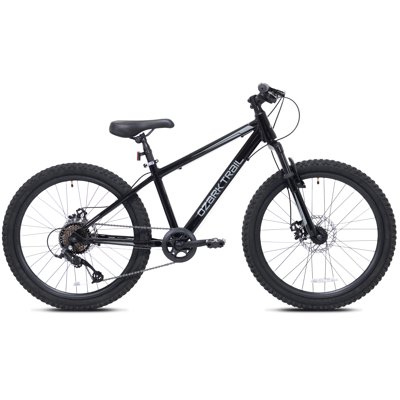 24" Ozark Trail Timber Mountain Bicycle, 8 Speed, Black, Fits Riders 4'6" - 5'6", Teen