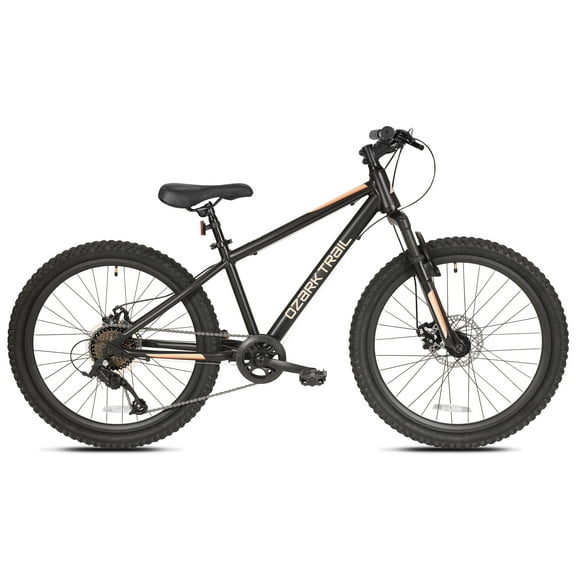 24" Ozark Trail Vibe Mountain Bicycle, 8 Speed, Black, Fits Riders 4'6" - 5'6", Teen