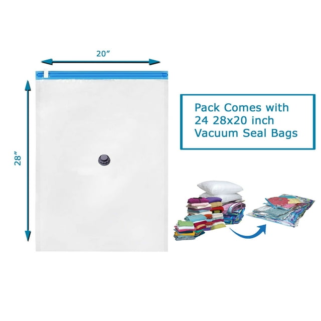 24 PACK LARGE Space Saver Storage Vacuum Seal Plastic Bags 70x50cm for