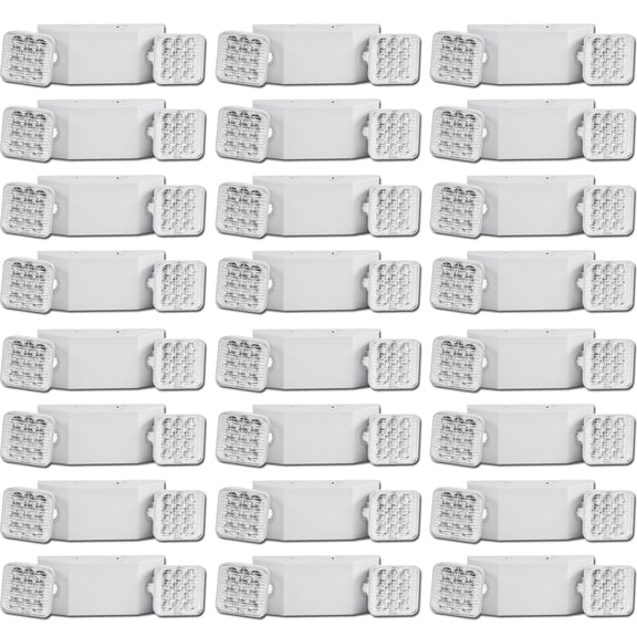 24 PACK LED Emergency Lights Fixture, Commercial Emergency Light with Battery Backup, Hardwired Emergency Light for Business Home Power Outage, Two Head Adustable Emergency Exit Lighting AC120V/ 277V