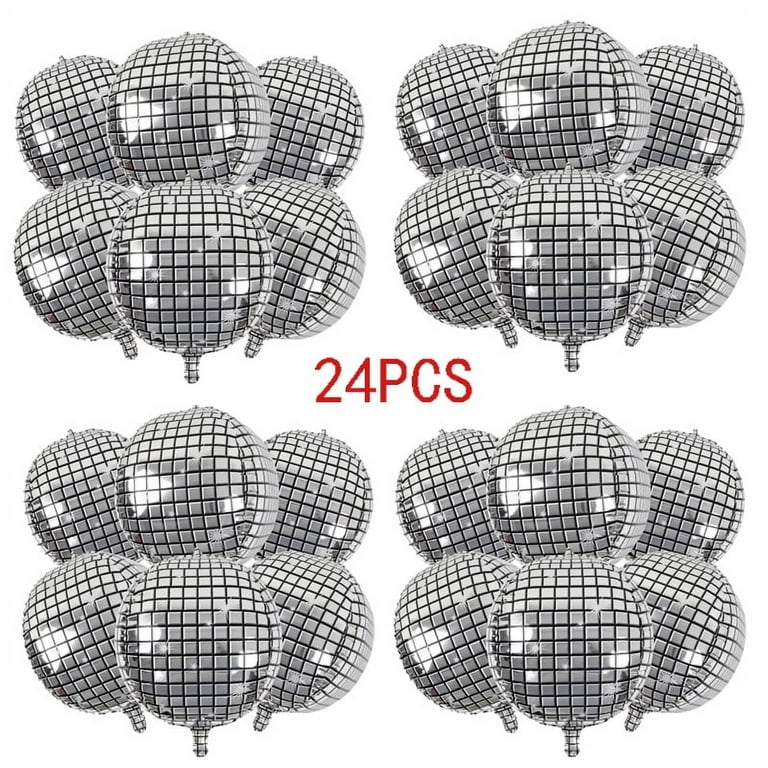 Big Disco Balloons for 70s Disco Party Decorations - Pack of 6 ,22 Inch 360  Degree 4D Round Sphere Metallic Disco Ball Balloons,Mirror Finish Disco