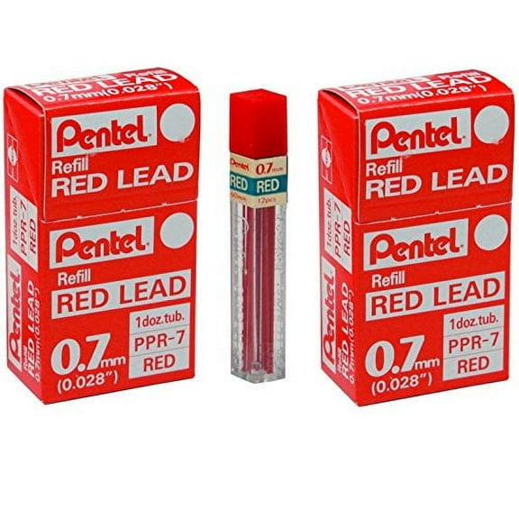 (24 PACK) Pentel (PPB-7RD) Colored Lead, 0.7mm Red 12 Leads