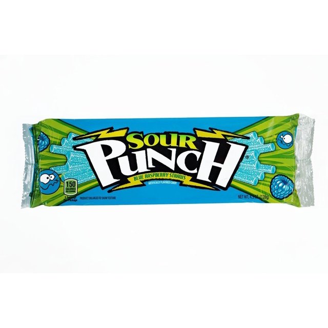 24 PACKS Sour Punch Blue Raspberry King Size Straws