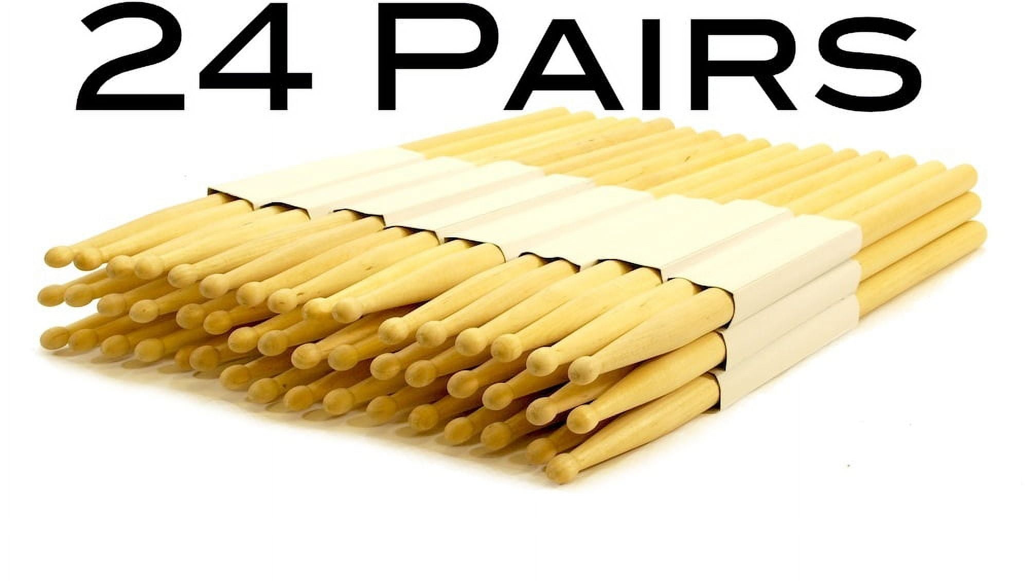 24 PAIRS - 5B WOOD TIP NATURAL MAPLE DRUMSTICKS PRO 48 DRUM STICKS NEW