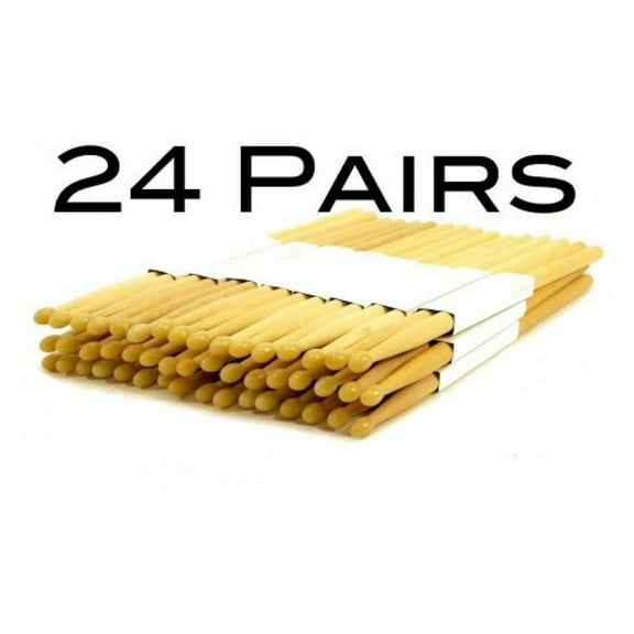 24 PAIRS 7A NYLON TIP NATURAL MAPLE WOOD DRUMSTICKS 48 DRUM STICKS 7AN