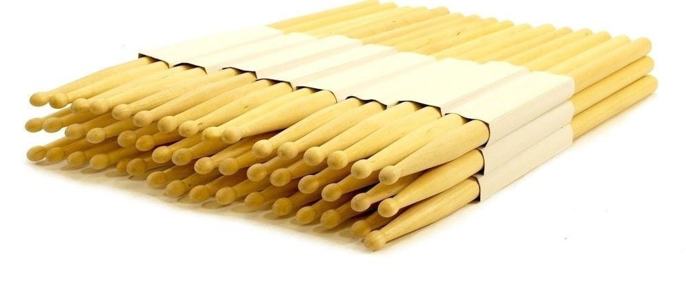 24 PAIRS - 7A WOOD TIP NATURAL MAPLE DRUMSTICKS PRO 24 DRUM STICKS