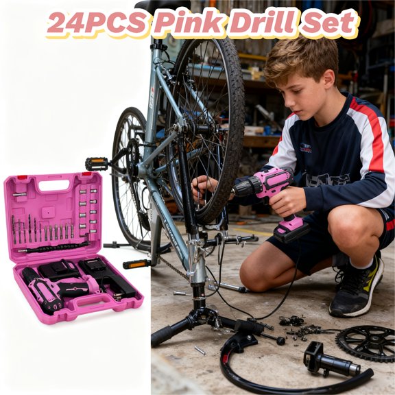 24-PC 21V Rechargeable Lithium Diamond Kit: Electric Screwdriver With Battery, Charger, And Home Repair Tools - Ergonomic Design, USB Charging, Handheld Drill Suitable For Projects home Repairs