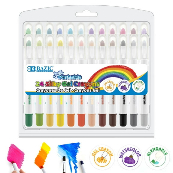 24 PC Water Color Gel Crayons Non-Toxic Coloring Washable Drawing Silky Crayon