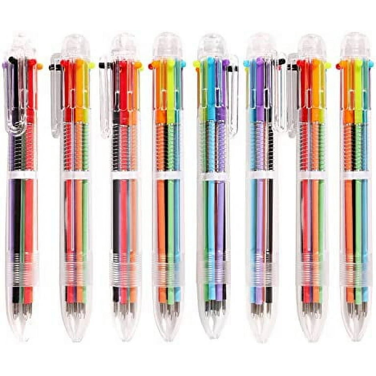24 PCS 0.5mm 6-in-1 Multicolor Ballpoint Pen 6 Colors Transparent Barrel  Ballpoint Pen for Office School Supplies Students Children Gift