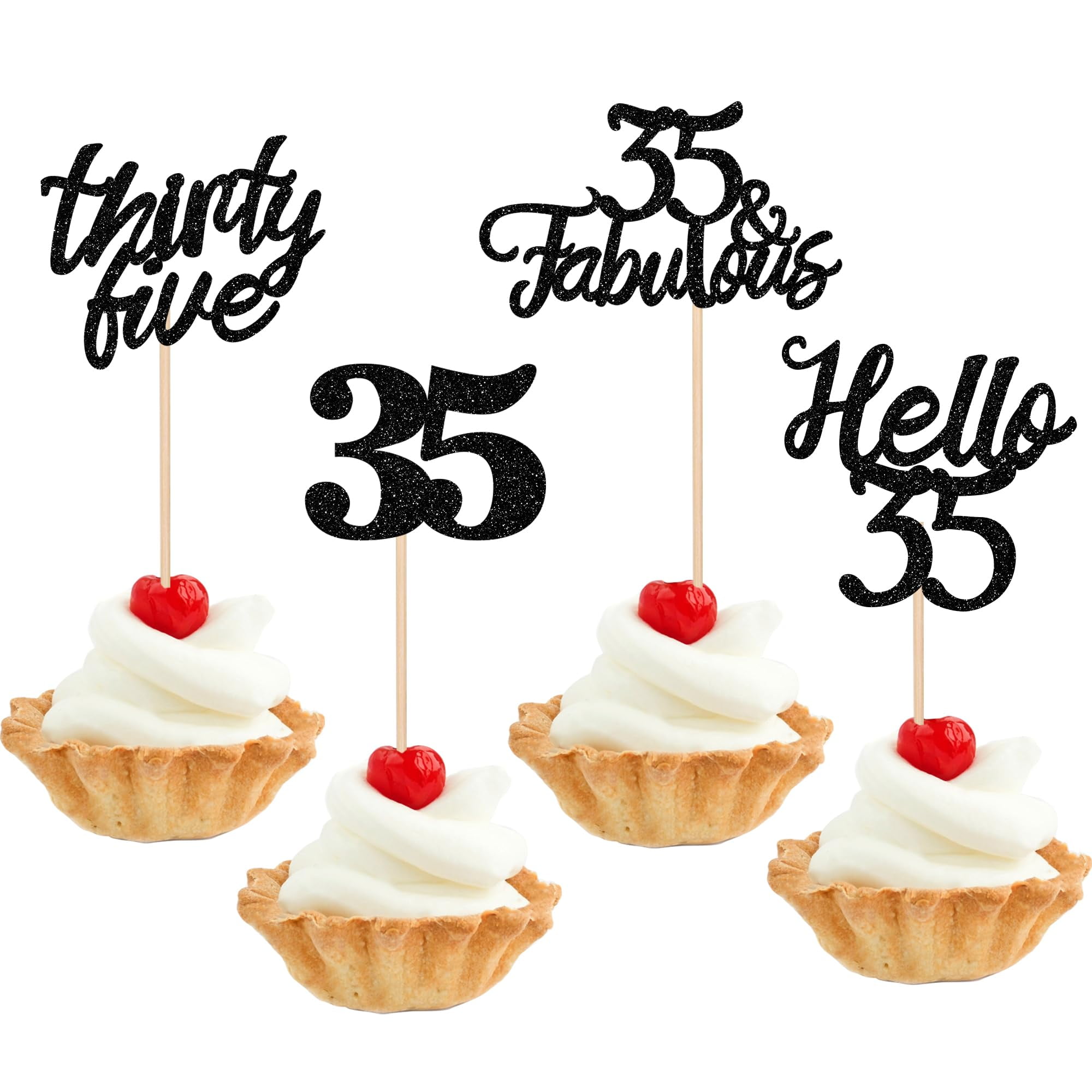 24 PCS 35th Birthday Cupcake Toppers Hello 35 Cake Topper Thirty Five ...