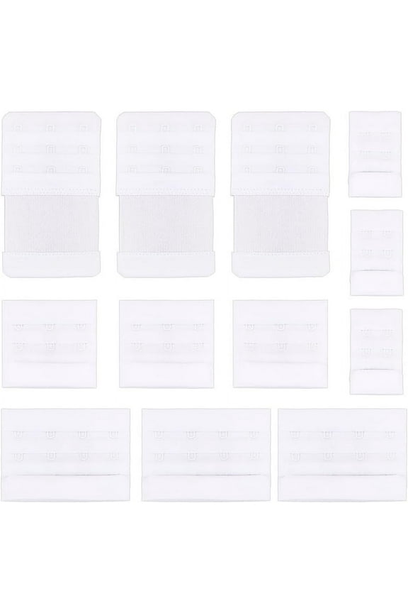 24 PCS 4 Styles of Bra Strap Extenders White Color Elastic Corset Extenders 3 Rows of 2/3/4 Hook Corset Extenders Stainless Steel Rings and Hooks for Lingerie Extension White