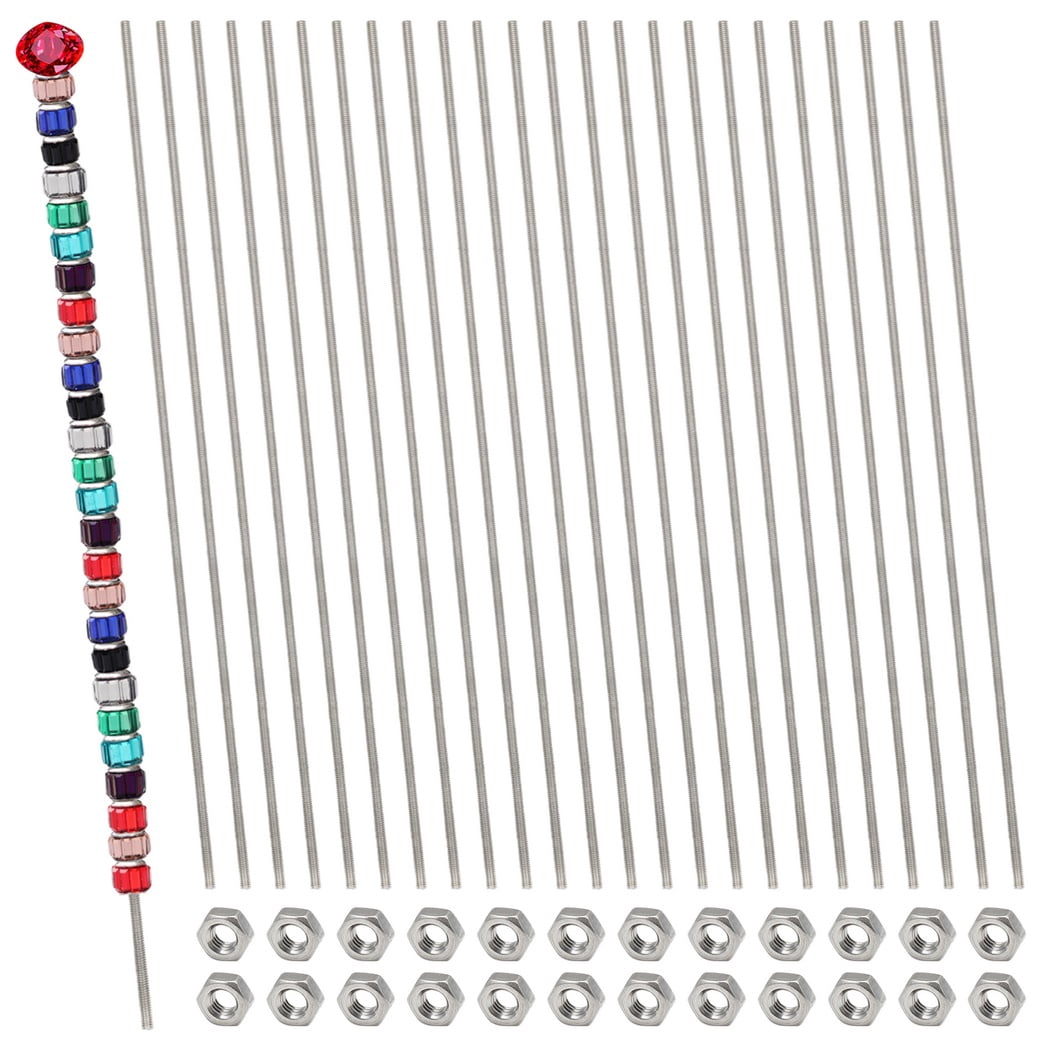 Rod Threading Service 24 PCS 8/32 Inches Threaded Rods with 24 PCS Hex Nuts, 12-Inch 304 ...