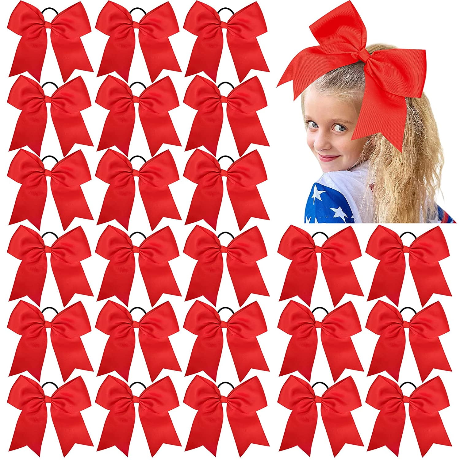 Red Cheer Bow, Red White Blue Cheer Ponytail Bow, Softball Team Bow –  Accessories by Me, LLC