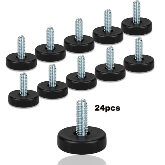 24 PCS Adjustable Furniture Feet Threaded Screw in, 1/4" Thread Furniture Feet Levelers, Leveling Feet Screw On Furniture Glide Leveling for Table, Cabinets, Chairs, Stool Legs