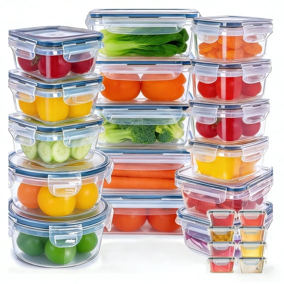 24 PCS Airtight Plastic Food Storage Containers, Stackable Thickened Meal Prep Boxes, Heat Resistant for Kitchen