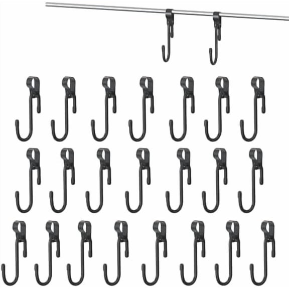 24 PCS Anti Drop Wire Shelving S Hooks for Hanging, 2.5 Inch Small Stainless Steel Heavy Duty Hanging Hooks for Pots, Pans, Plants, Bags, Cups and Clothes, Black