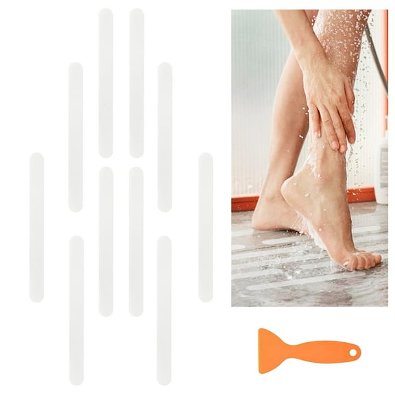 YDmeet 24 Pcs White 7.87x0.787 inch Bathtub Non Slip Stickers, Anti Mold Shower Floor Safety Decals with Scraper for Bathroom Floors