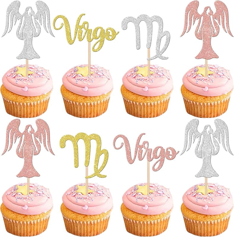 April Topper 24 PCS Aries Cupcake Toppers Glitter 12 Constellation Aries Cupcake ...