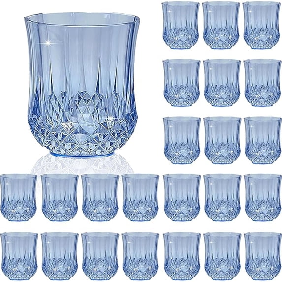 ZHURUININ 7oz Reusable Stemless Wine Glasses,Blue,24Pack