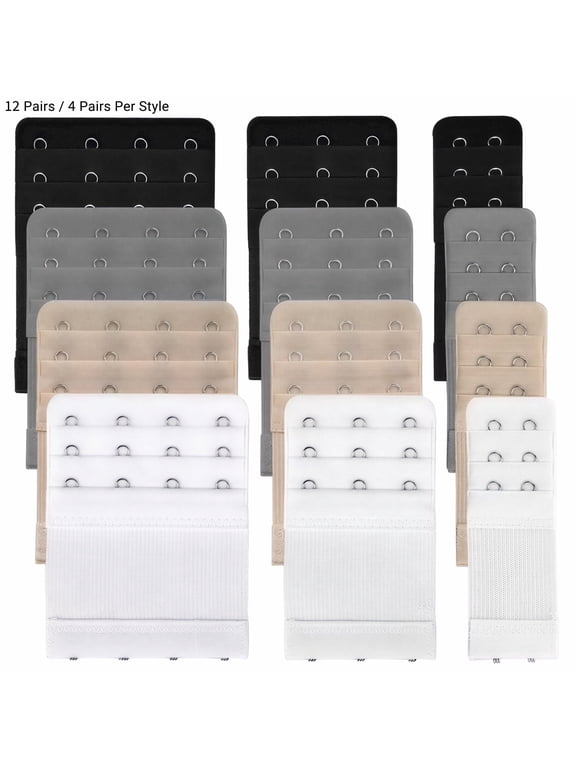 24PCS Bra Extenders, 2/3/4 Hook Bra Band Extension Straps for Women Plus Size