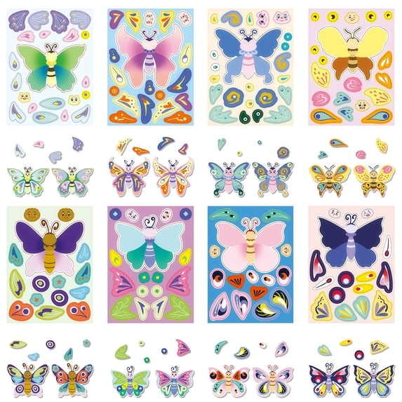 24 PCS For Butterfly Cartoon Face Stickers - Make Your Own Stickers 3 ...
