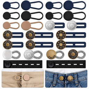 24 PCS Button Extender for Jeans ,No Sewing Pants Waist Extenders Trousers Skirts Men Women Multiple Sizes Instant Waistband Extension Set