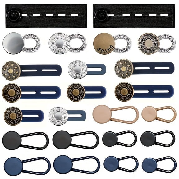 24 PCS Button Extenders for Jeans, Pants - Waist Extenders for Women & Men, No Sewing Instant Waistband Extension 1-1.8 Inches