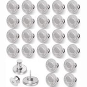 24 PCS Button Pins for Jeans, No Sew and No Tools Instant Replacement Snap Tack Pant Button, Reusable and Adjustable Metal Pants Tightener