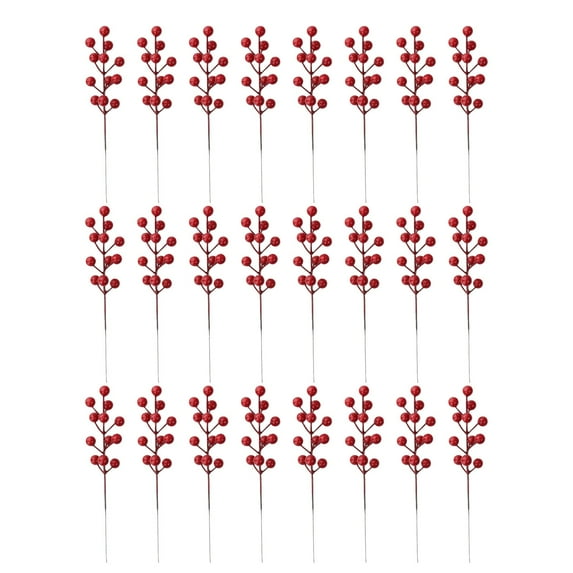 24 PCS Christmas Tree Decoration, 8.7 Inch Artificial Red Berry Stems Christmas Picks Filler for Tree, Holly Berries Christmas Tree Ornaments Xmas Holiday Decor