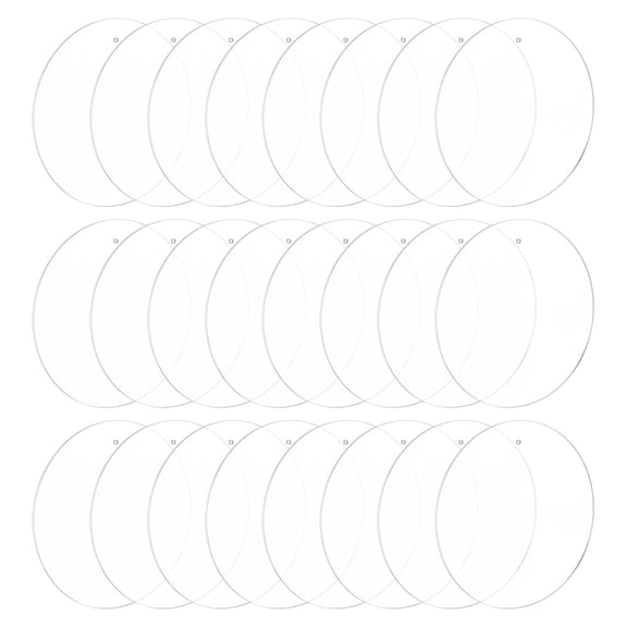 24 PCS Clear Acrylic Circle Sheet with Hanging Holes 4" Acrylic Round Disc 2mm Thick Blank Plastic Panel for Painting DIY Crafts Acrylic Circle Boards Pendant for Picture FrameClear