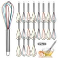 thumbnail image 1 of 24 Pack Silicone Colorful Whisks (10") - Heat-Resistant 450°F Egg Beaters with Metal Handle for Kitchen, Bulk Non-stick Baking Tools for Restaurants & Meal Prep, 1 of 6