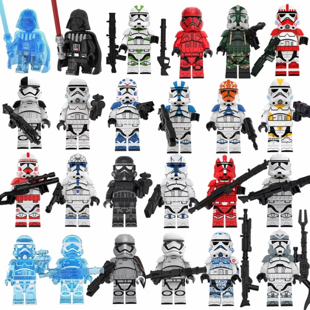 24 PCS Custom Star Wars Minifigure Building Block Set, Collectible Black Warrior Stormwind Clone Legion Movie Series Gift for Kids Fans of Star Wars Action Figures Toys