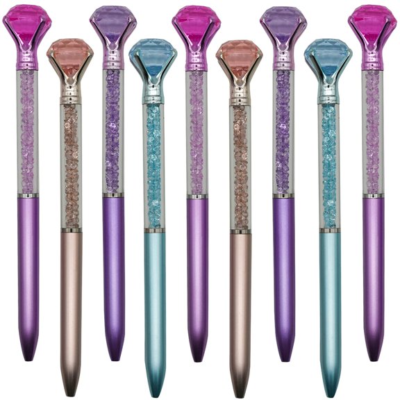24 PCS Diamond Ballpoint Pens Crystal Style Fine Point 4 Color Pack