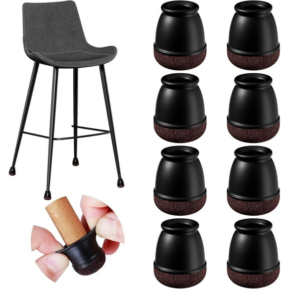24 PCS Extra Small Chair Leg Floor Protectors for Hardwood Floors, Felt Furniture Pads, Chair Table Leg Caps Covers, Floor Protectors for Chair,Round(Black, Fit: 0.35"~0.55")