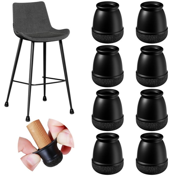 24 PCS Extra Small Chair Leg Floor Protectors for Hardwood Floors, Felt Furniture Pads, Chair Table Leg Caps Covers, Floor Protectors for Chair,Round(Black, Fit: 0.35"~0.55")