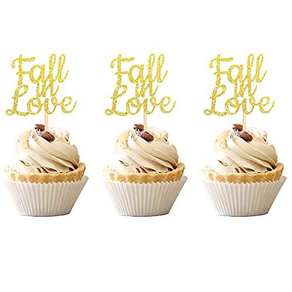 Pcs Fall In Love Cupcake Toppers Glitter Bridal Shower Cupcake Picks