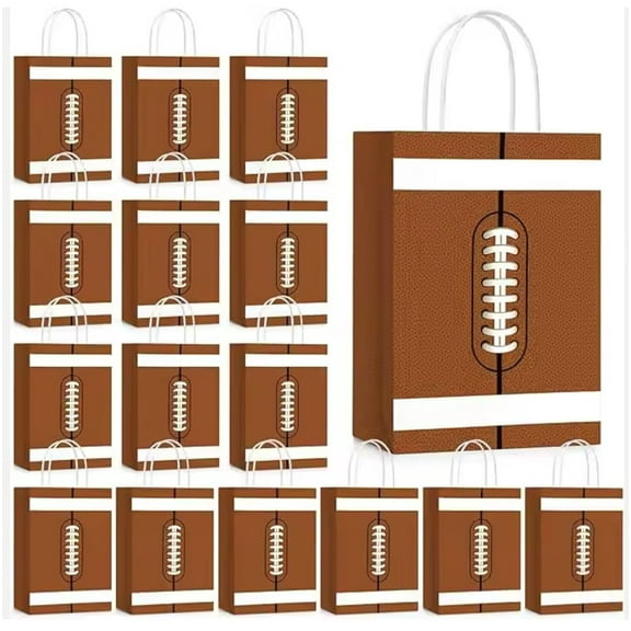 24 PCS Football Goodie Bags Football Gift Bags with Handles Football Sports Themed Paper Bags for Birthday Party Favors Supplies Decorations