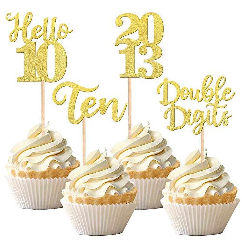 24 Pack 10th Birthday Cupcake Toppers Glitter Ten Since 2013 Hello 10 Years Picks Double Digits Cake Decorations Happy Anniversary Party Supplies Ros 4cdf0bae 0bfc 4ab3 91ee 7985897c4907.50e9735d8e2c7a21fec564c07d0f9f32