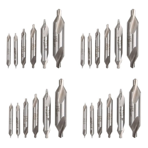 24 PCS HSS Combined Center Drills Bit Set Countersink 60 Degree Angle 5/3/2.5/2/1.5/1 mm