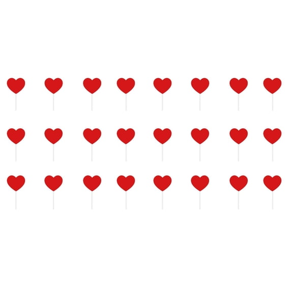 24 PCS Heart Cupcake Toppers - 2.36 Inch Red Sweet Love Theme Cupcake Picks for Wedding, Birthday & Valentine's Day Party Decorations