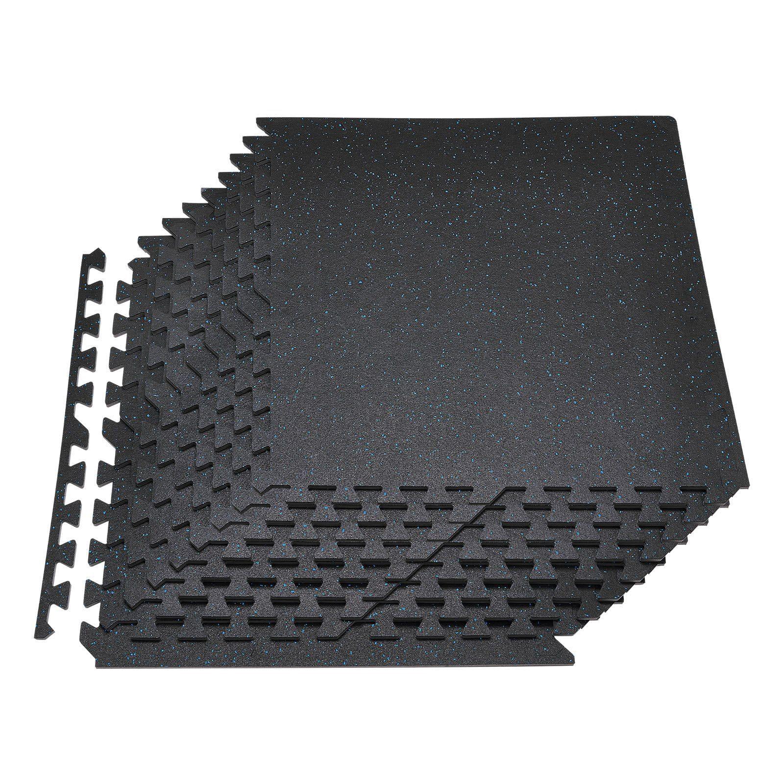 24 PCS High Density EVA Foam Interlocking Exercise Mats 24x24x0.4 Inch Blue Dots Puzzle Floor Tiles for Home Gym Office Protective Padding
