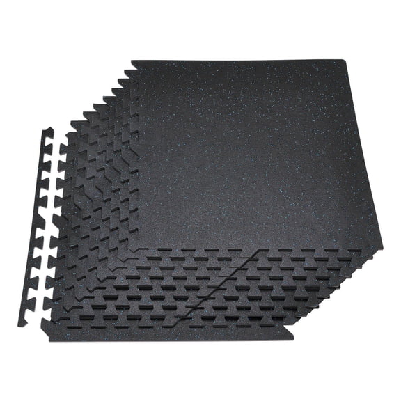 24 PCS High Density EVA Foam Interlocking Exercise Mats 24x24x0.4 Inch Blue Dots Puzzle Floor Tiles for Home Gym Office Protective Padding