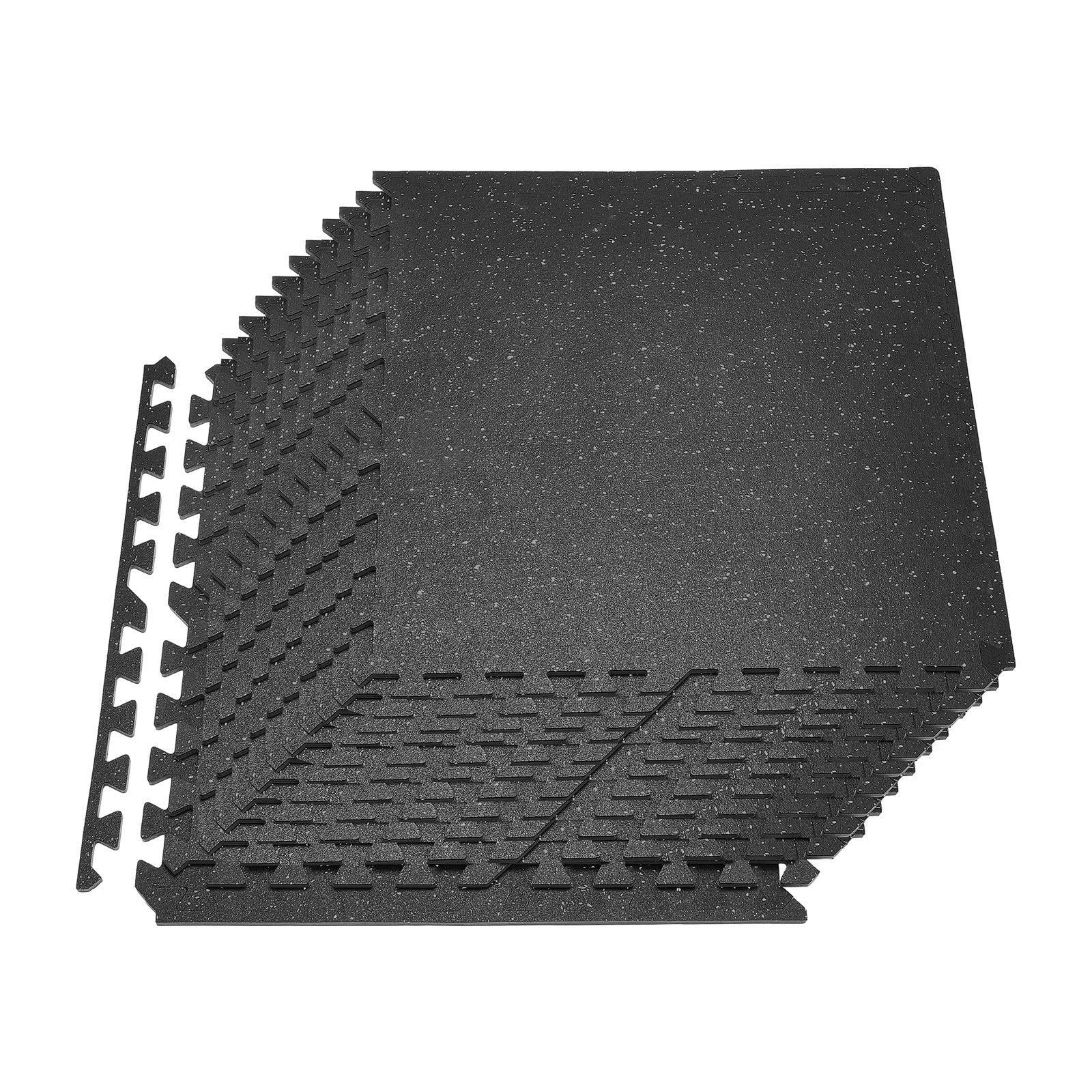 24 PCS High Density EVA Foam Interlocking Exercise Mats 24x24x0.4 Inch Puzzle Floor Tiles Protective Gym Office Flooring with Gray Dots